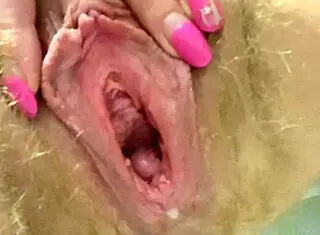 Wow, Check This Sexy Hairy Pussy Gape and Pee Fart Close-Up in 4K 60FPS!