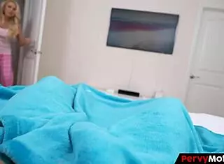 Early morning, household milf rebukes stepson for oversleeping, then gives deepthroat blowjob from pov.