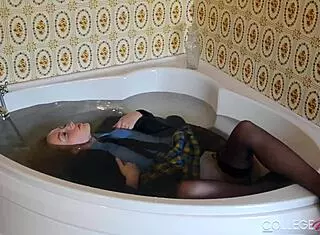 horny sophia shows wet panties in college uniform