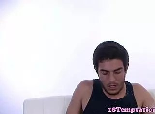 Teen beauty jerks cock passionately