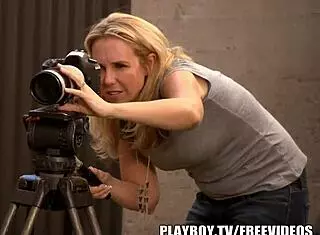 Behind the scenes at Playboy TV with deep oral action.