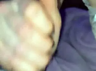 Milf in lingerie jerks cock, licks every drop from cunt