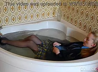 horny sophia shows wet panties in college uniform