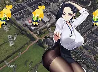 The office lady works hard at her desk every day.