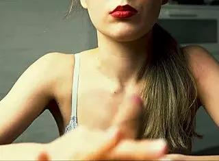 i'm a beauty with red lips jerkin off my boyfriend in close-up