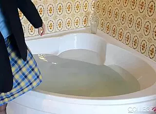 horny sophia shows wet panties in college uniform