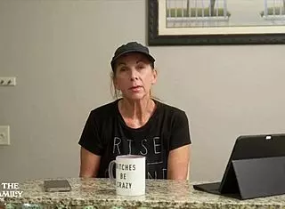 Blonde milf step mom gives handjob to junior