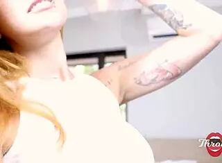 Wife leaves, husband has redhead friend deepthroat until lactation