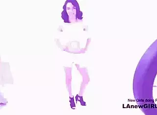 Elegant shy brunette contrasts with wild audition fuck