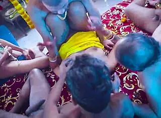 yo, check this indian wife gangbang suhagarat with four husbands!