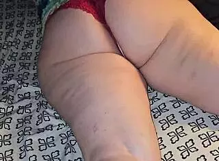 Red Thong Reveals Big Ass and Pussy
