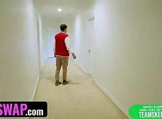 virgin bffs cringe at touching stepbrothers’ cocks in wild sisswap orgy. what a shock!