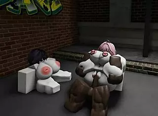 Intense trio of two submissives with big black cock