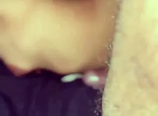 My best friends girlfriend gives sloppy blowjob at his house