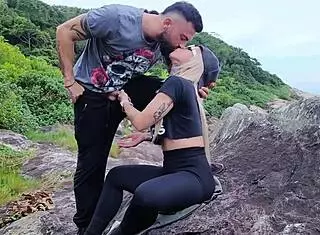 I take stepsister on vacation to beach to suck my cock