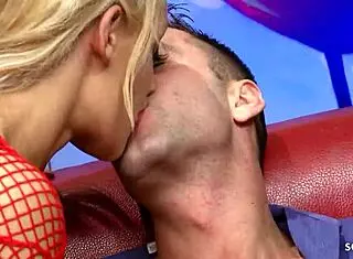 Sexy blonde teen bent over deepthroat riding lingerie cowgirl blowjob cumshot stockings