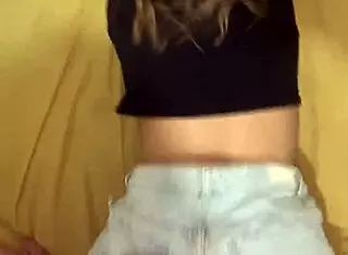 can you believe this amateur girl with big ass gets fucked in shorts?