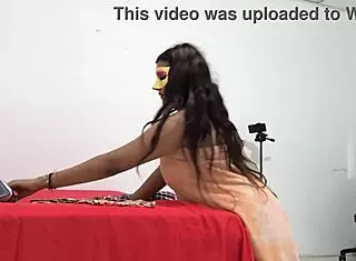 Cute chubby student fixes uniform for morning class