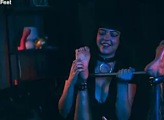 no escape from mistress of tickling 😈, toes bound barefoot brunette ass submissive close up bdsm.