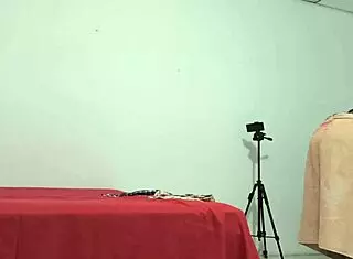 Cute chubby student fixes uniform for morning class