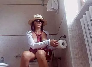 I Feel So Exposed on the Toilet! Hidden Cam Catches My Brunette Farts and Topless Moments!