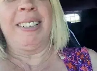 She flashes the truck driver nearby.