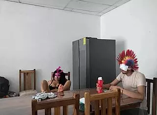 Sexy Latina Milf Maid Sensually Touches Body with Dildo