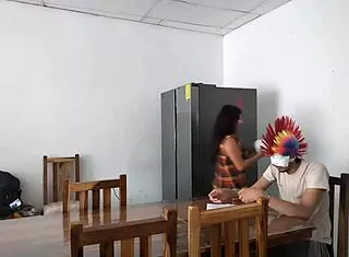 Sexy Latina Milf Maid Sensually Touches Body with Dildo