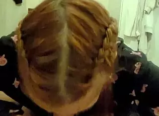 Red head roommate sucks my dick and swallows cum