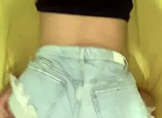 can you believe this amateur girl with big ass gets fucked in shorts?