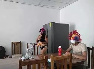 Sexy Latina Milf Maid Sensually Touches Body with Dildo