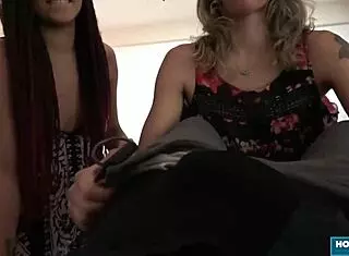 lucky dude bends over scarlett taylor and naomi for rough threesome