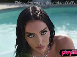 Big Tits Curvy Milf Strips Nude In Pool