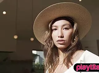 petite latina beauty strips outdoors showing juicy tits