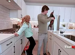 Busty Blonde Sucks and Fucks Blue Collar Friend Roughly