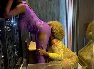 do you want to see two horny ebony teens finger each other's big clits on the balcony until they squirt?