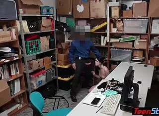 Pale tiny teen suspect punished hard by LP officer in office