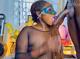 sexy ebony queen deepthroats two big black cocks doggystyle to orgasm