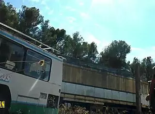 martyr fucks young brunette with big tits on bus?