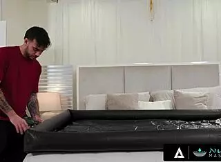 cute ebony ameena green licks pussy in naughty nuru massage