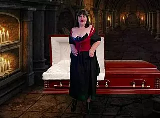 Granny vampyra says, 'I'm pegging and sucking cock like a vampire in leather'