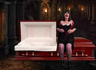 Granny vampyra says, 'I'm pegging and sucking cock like a vampire in leather'