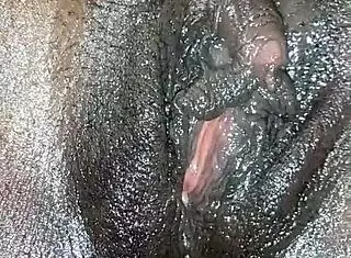 Black ebony masturbates close up 😍