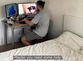 gamer girl satisfies her stepbro with sucking and cowgirl riding