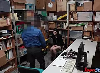 Pale tiny teen suspect punished hard by LP officer in office