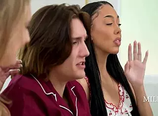 Ophelia Kaan, Bianca Bangs, and Axel Haze dominate with curvy cougar in wild threesome