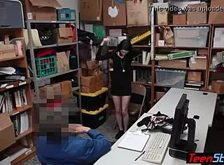 Pale tiny teen suspect punished hard by LP officer in office