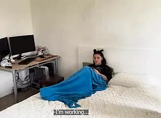 gamer girl satisfies her stepbro with sucking and cowgirl riding