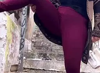 Crazy Horny Girl Climbing Hill!