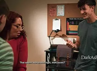 Teacher blackmailed into threesome with student and his friend in shocking classroom exploit